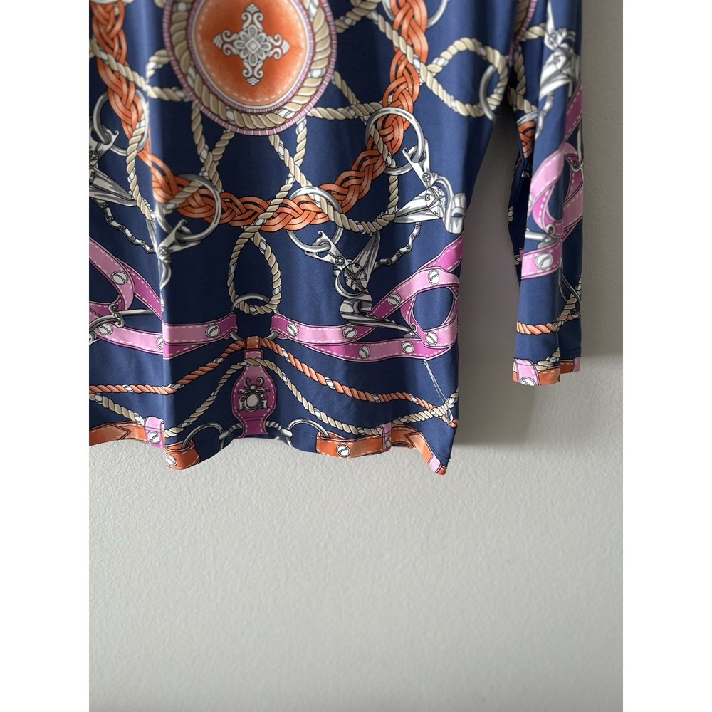 J.McLaughlin Signature Catalina Cloth Equestrian Rope Belt Shirt Royal Blue Smal - Picture 3 of 10